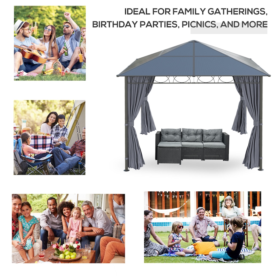 Image 964838_ALTMORE6.jpg, Product 964-838 / Price $534.99, Outsunny 10' x 10' Hardtop Gazebo Canopy, Outdoor Patio Gazebo, Dark Grey from Outsunny on TSC.ca's Home & Garden department