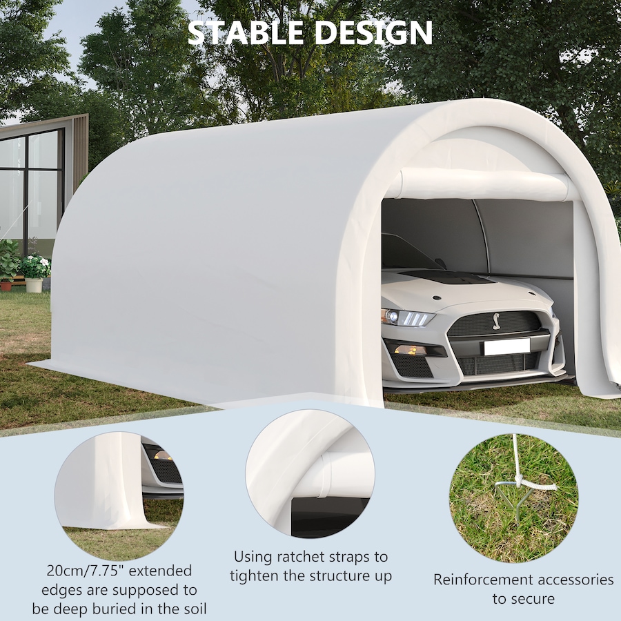 Image 964839_ALTMORE4.jpg, Product 964-839 / Price $299.99, Outsunny 10' x 16' Carport Storage Tent Anti-UV PE Portable Garage, White from Outsunny on TSC.ca's Home & Garden department