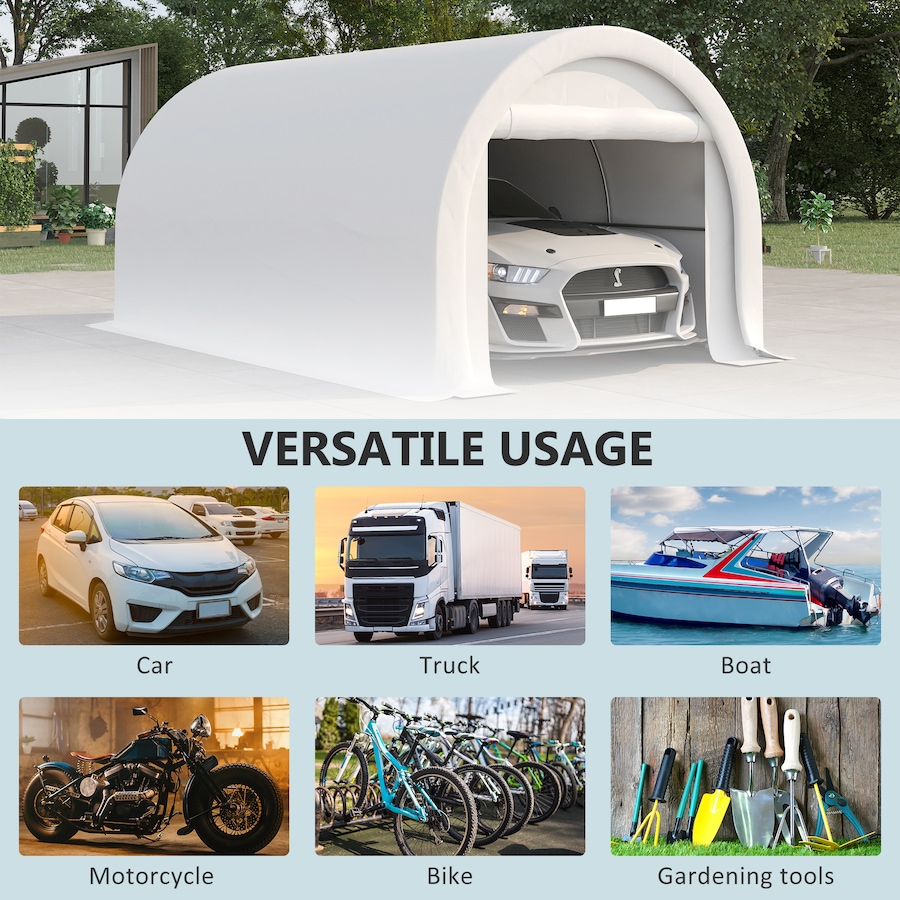 Image 964839_ALTMORE6.jpg, Product 964-839 / Price $299.99, Outsunny 10' x 16' Carport Storage Tent Anti-UV PE Portable Garage, White from Outsunny on TSC.ca's Home & Garden department