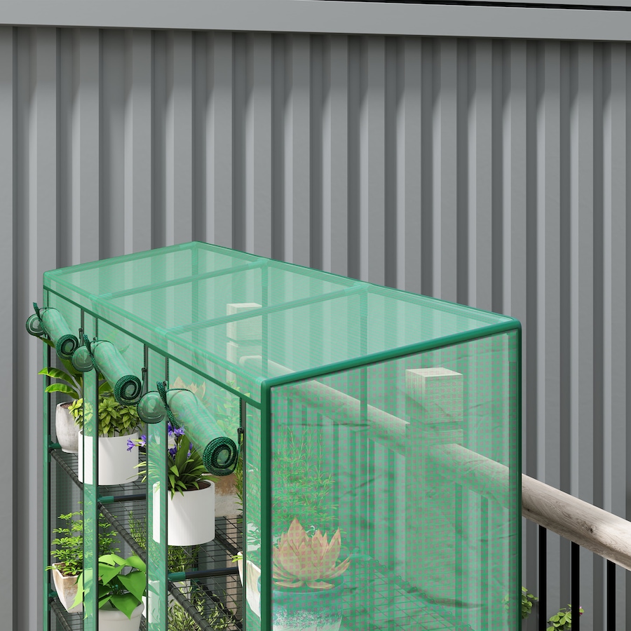 Image 964840_ALTMORE8.jpg, Product 964-840 / Price $79.99, Outsunny Lean-to Mini Greenhouse w/ 3 Tier Shelves, 3 Roll-Up Doors, Green from Outsunny on TSC.ca's Home & Garden department