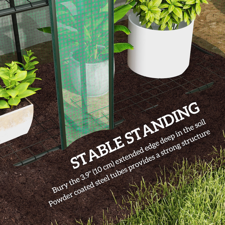 Image 964840_ALTMORE9.jpg, Product 964-840 / Price $79.99, Outsunny Lean-to Mini Greenhouse w/ 3 Tier Shelves, 3 Roll-Up Doors, Green from Outsunny on TSC.ca's Home & Garden department