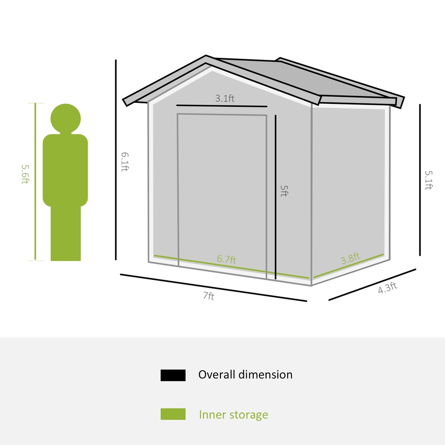 Image 964873_ALTMORE116.jpg, Product 964-873 / Price $319.99 - $379.99, 7' x 4' Garden Storage Shed w/ Foundation Kit and Double Doors from Outsunny on TSC.ca's Home & Garden department