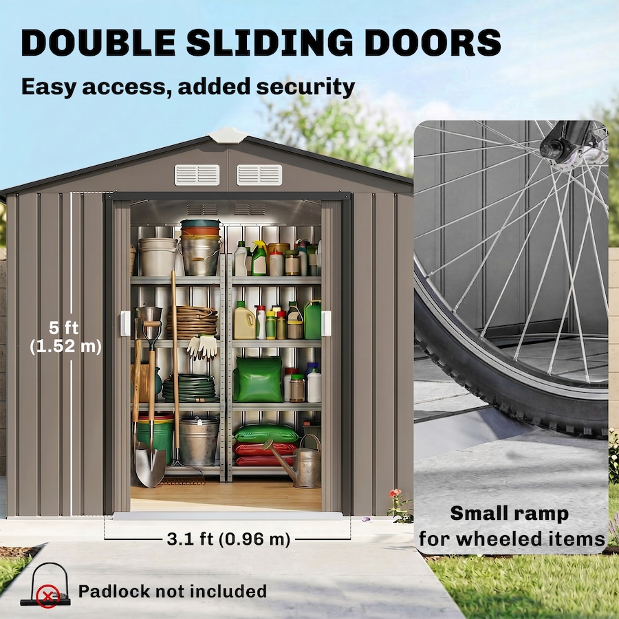 Image 964873_ALTMORE144.jpg, Product 964-873 / Price $319.99 - $379.99, 7' x 4' Garden Storage Shed w/ Foundation Kit and Double Doors from Outsunny on TSC.ca's Home & Garden department