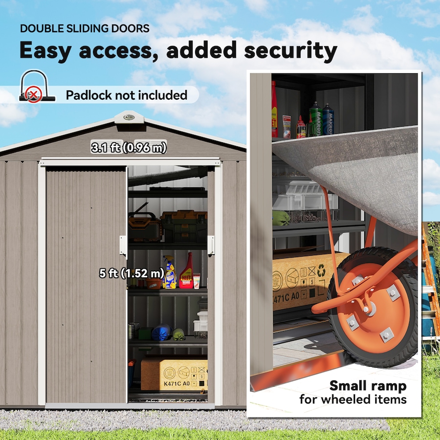 Image 964873_ALTMORE96.jpg, Product 964-873 / Price $319.99 - $379.99, 7' x 4' Garden Storage Shed w/ Foundation Kit and Double Doors from Outsunny on TSC.ca's Home & Garden department