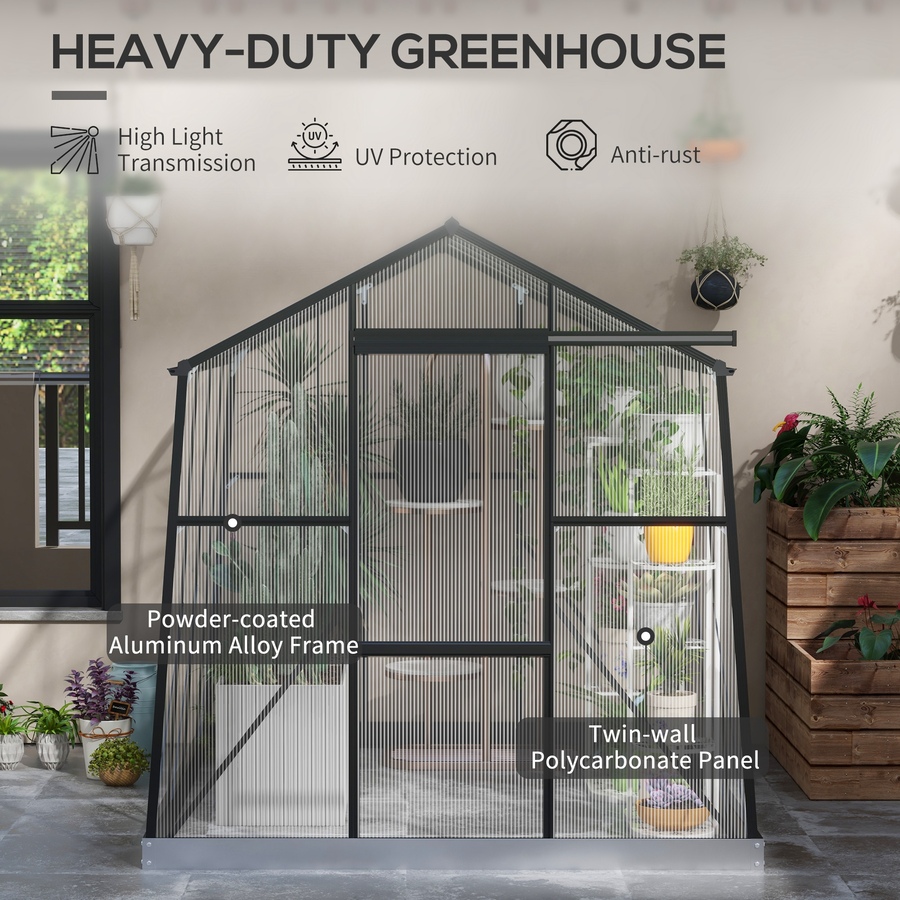 Image 964881_ALTMORE10.jpg, Product 964-881 / Price $319.99, Outsunny 6' x 8' Polycarbonate Greenhouse Aluminium Walk-in Green House from Outsunny on TSC.ca's Home & Garden department