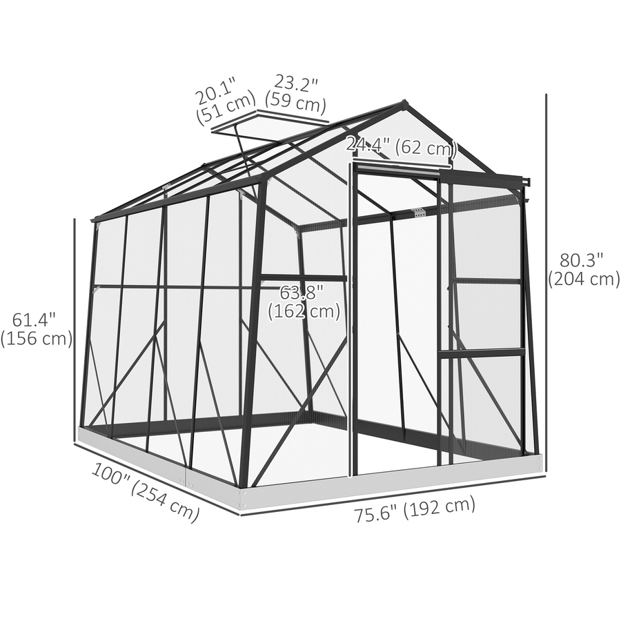 Image 964881_ALTMORE2.jpg, Product 964-881 / Price $319.99, Outsunny 6' x 8' Polycarbonate Greenhouse Aluminium Walk-in Green House from Outsunny on TSC.ca's Home & Garden department