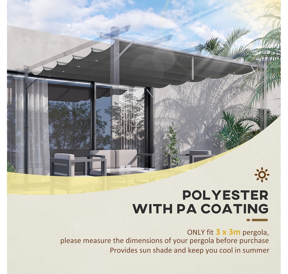 Image 964883_ALTMORE34.jpg, Product 964-883 / Price $54.99 - $64.99, Outsunny Retractable Replacement Pergola Canopy from Outsunny on TSC.ca's Home & Garden department