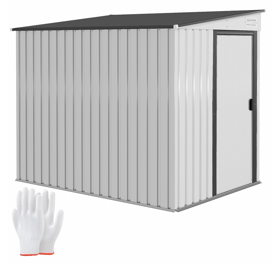 Image 964889.jpg, Product 964-889 / Price $409.99, Outsunny 5 x 7FT Lean to Outdoor Storage Shed w/ Foundation, White from Outsunny on TSC.ca's Home & Garden department