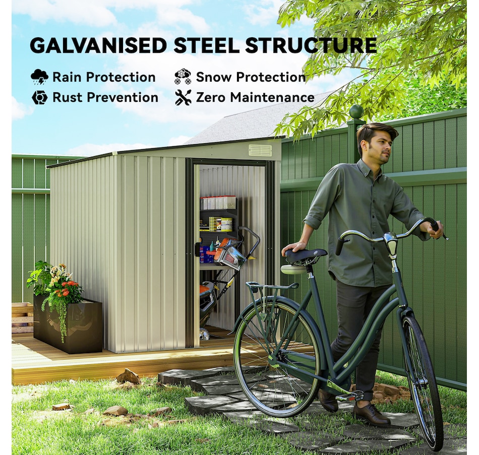 Image 964889_ALTMORE11.jpg, Product 964-889 / Price $409.99, Outsunny 5 x 7FT Lean to Outdoor Storage Shed w/ Foundation, White from Outsunny on TSC.ca's Home & Garden department