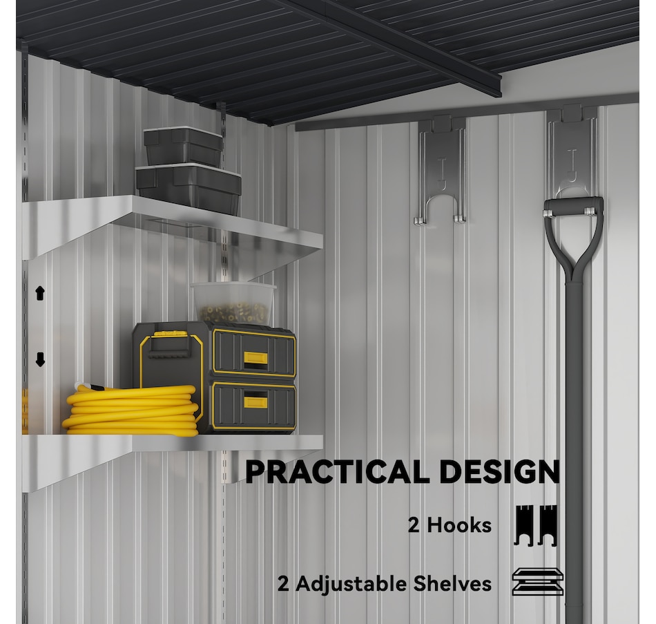 Image 964889_ALTMORE12.jpg, Product 964-889 / Price $409.99, Outsunny 5 x 7FT Lean to Outdoor Storage Shed w/ Foundation, White from Outsunny on TSC.ca's Home & Garden department