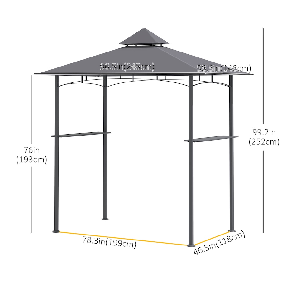 Image 964893_ALTMORE2.jpg, Product 964-893 / Price $169.99, Outsunny 8' x 5' BBQ Grill Gazebo Tent with Double Tiered Canopy for Outdoor Sun Shade from Outsunny on TSC.ca's Home & Garden department