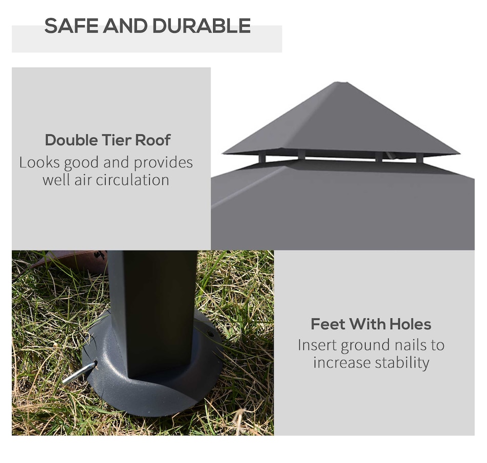 Image 964893_ALTMORE3.jpg, Product 964-893 / Price $169.99, Outsunny 8' x 5' BBQ Grill Gazebo Tent with Double Tiered Canopy for Outdoor Sun Shade from Outsunny on TSC.ca's Home & Garden department