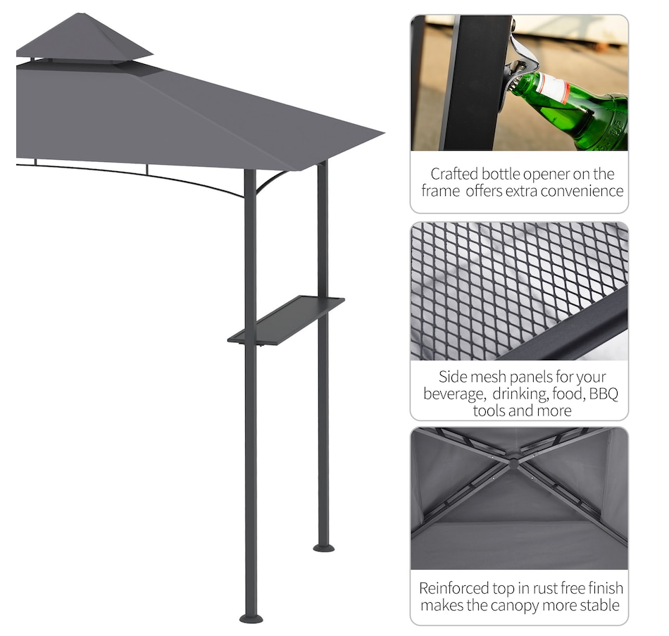 Image 964893_ALTMORE4.jpg, Product 964-893 / Price $169.99, Outsunny 8' x 5' BBQ Grill Gazebo Tent with Double Tiered Canopy for Outdoor Sun Shade from Outsunny on TSC.ca's Home & Garden department