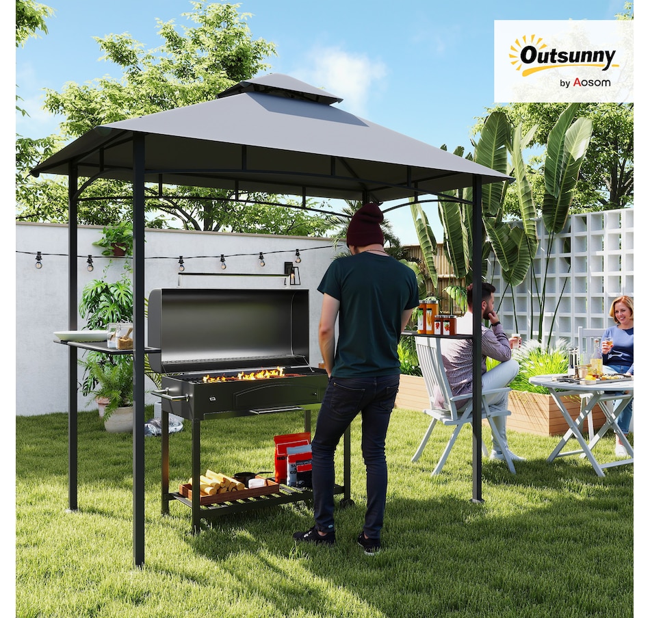 Image 964893_ALTMORE9.jpg, Product 964-893 / Price $169.99, Outsunny 8' x 5' BBQ Grill Gazebo Tent with Double Tiered Canopy for Outdoor Sun Shade from Outsunny on TSC.ca's Home & Garden department
