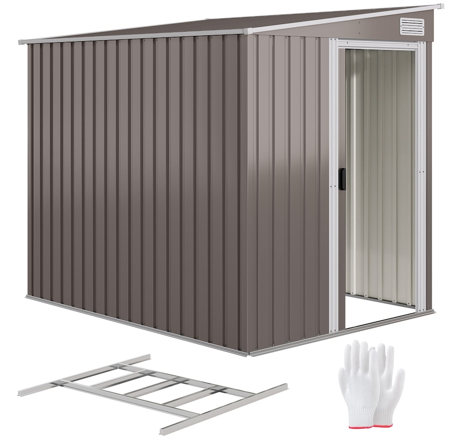 Image 964901.jpg, Product 964-901 / Price $399.99, Outsunny 5 x 7FT Lean to Outdoor Storage Shed w/ Foundation, Light Grey from Outsunny on TSC.ca's Home & Garden department
