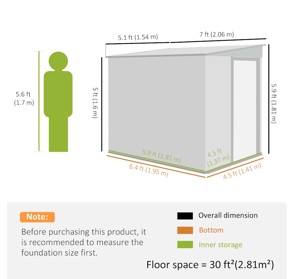 Image 964901_ALTMORE10.jpg, Product 964-901 / Price $399.99, Outsunny 5 x 7FT Lean to Outdoor Storage Shed w/ Foundation, Light Grey from Outsunny on TSC.ca's Home & Garden department