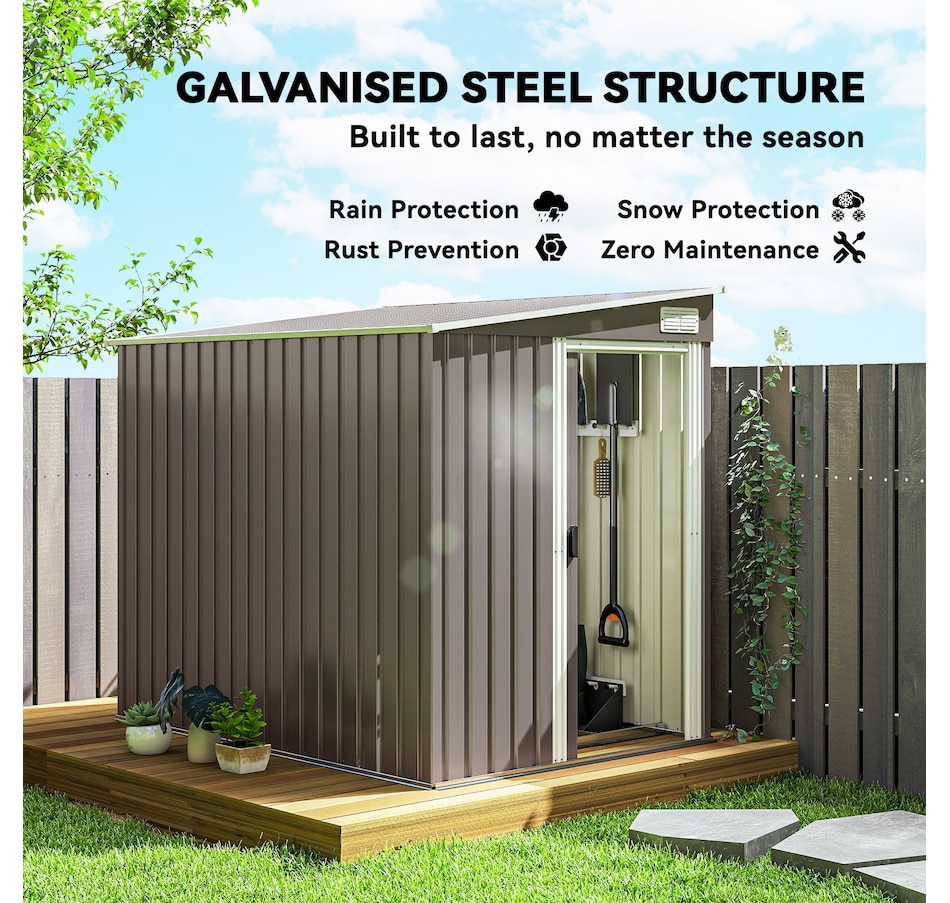 Image 964901_ALTMORE11.jpg, Product 964-901 / Price $399.99, Outsunny 5 x 7FT Lean to Outdoor Storage Shed w/ Foundation, Light Grey from Outsunny on TSC.ca's Home & Garden department