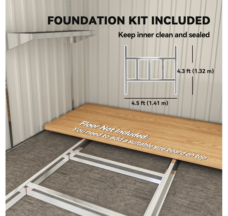 Image 964901_ALTMORE13.jpg, Product 964-901 / Price $399.99, Outsunny 5 x 7FT Lean to Outdoor Storage Shed w/ Foundation, Light Grey from Outsunny on TSC.ca's Home & Garden department