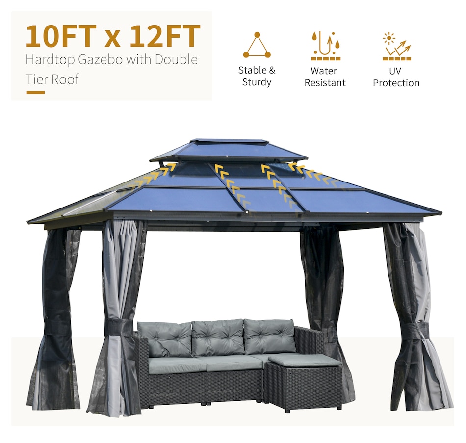 Image 964907_ALTMORE3.jpg, Product 964-907 / Price $1,199.99, Outsunny 10' x 12' Hardtop Gazebo Canopy from Outsunny on TSC.ca's Home & Garden department