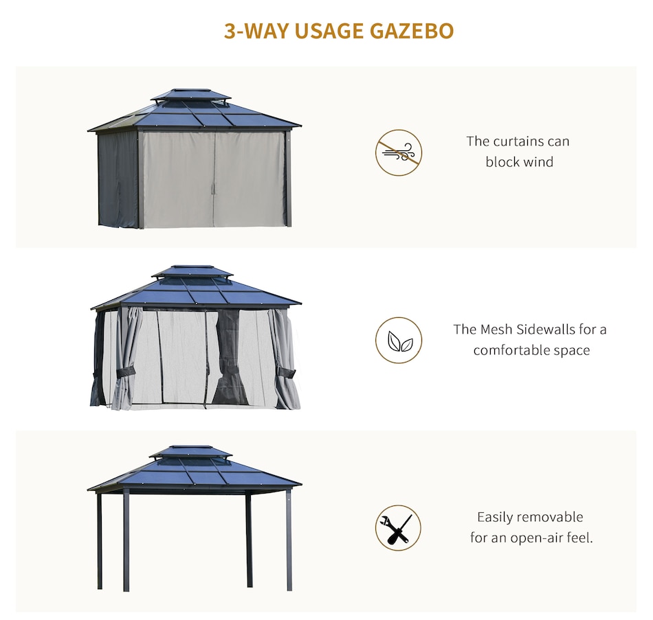 Image 964907_ALTMORE6.jpg, Product 964-907 / Price $1,199.99, Outsunny 10' x 12' Hardtop Gazebo Canopy from Outsunny on TSC.ca's Home & Garden department