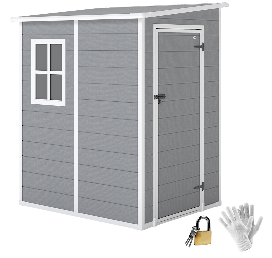 Image 964910.jpg, Product 964-910 / Price $539.99, Outsunny 4 x 5FT Lean to Outdoor Storage Shed Plastic Garden Tool Storage from Outsunny on TSC.ca's Home & Garden department