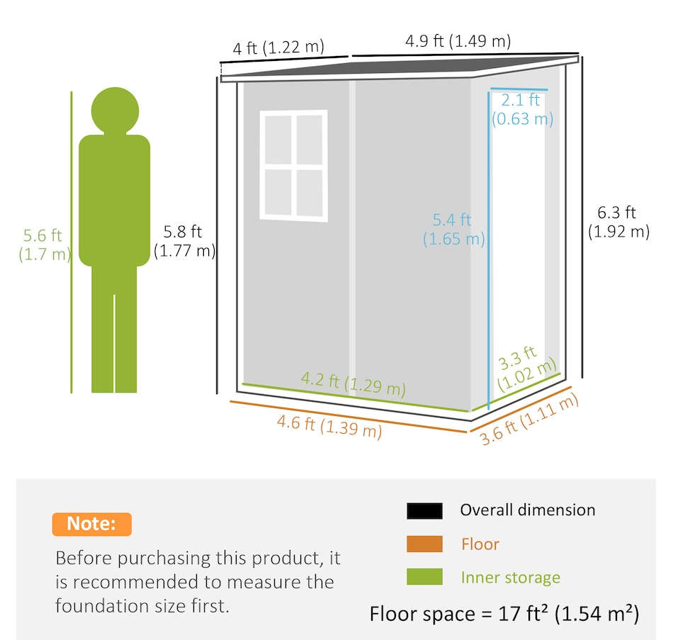Image 964910_ALTMORE2.jpg, Product 964-910 / Price $539.99, Outsunny 4 x 5FT Lean to Outdoor Storage Shed Plastic Garden Tool Storage from Outsunny on TSC.ca's Home & Garden department