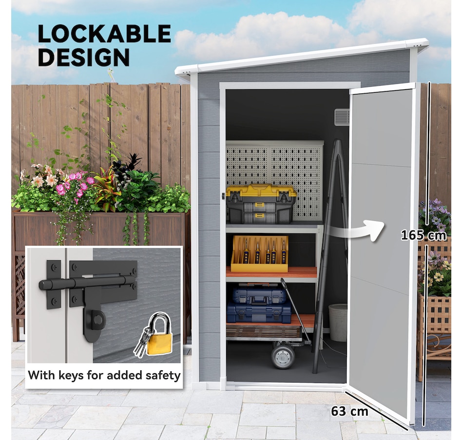 Image 964910_ALTMORE5.jpg, Product 964-910 / Price $539.99, Outsunny 4 x 5FT Lean to Outdoor Storage Shed Plastic Garden Tool Storage from Outsunny on TSC.ca's Home & Garden department