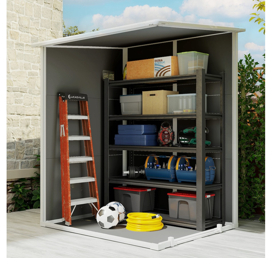 Image 964910_ALTMORE7.jpg, Product 964-910 / Price $539.99, Outsunny 4 x 5FT Lean to Outdoor Storage Shed Plastic Garden Tool Storage from Outsunny on TSC.ca's Home & Garden department