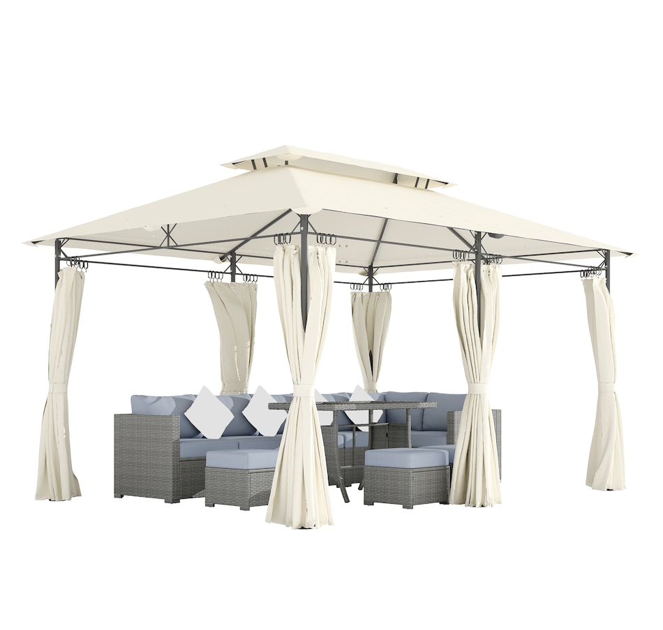 Image 964933.jpg, Product 964-933 / Price $239.99, Outsunny 10' x 13' Double Roof Patio Gazebo with Curtains, Cream White from Outsunny on TSC.ca's Home & Garden department