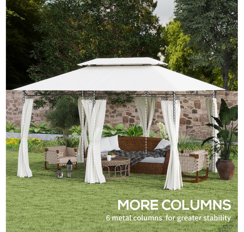 Image 964933_ALTMORE11.jpg, Product 964-933 / Price $239.99, Outsunny 10' x 13' Double Roof Patio Gazebo with Curtains, Cream White from Outsunny on TSC.ca's Home & Garden department