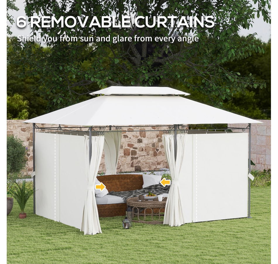 Image 964933_ALTMORE12.jpg, Product 964-933 / Price $239.99, Outsunny 10' x 13' Double Roof Patio Gazebo with Curtains, Cream White from Outsunny on TSC.ca's Home & Garden department
