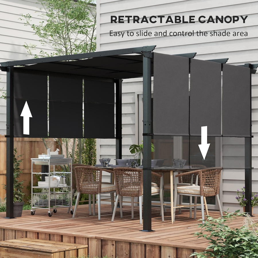 Image 964937_ALTMORE10.jpg, Product 964-937 / Price $282.99, Outsunny 10' x 10' Metal Pergola with Retractable Canopy for Patio, Deck from Outsunny on TSC.ca's Home & Garden department