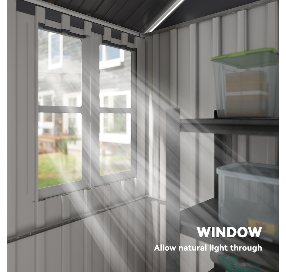 Image 964940_ALTMORE12.jpg, Product 964-940 / Price $559.99, Outsunny 8.5' x 5.5' Metal Garden Storage Shed with Lockable Door Grey from Outsunny on TSC.ca's Home & Garden department