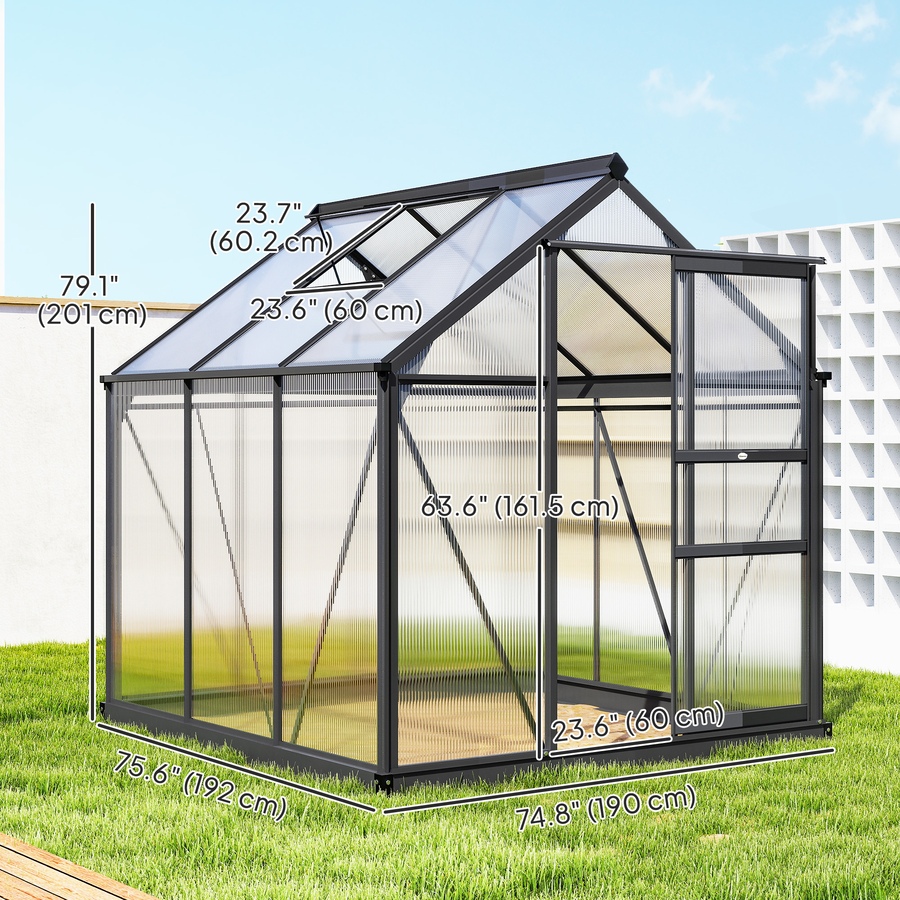 Image 964945_ALTMORE10.jpg, Product 964-945 / Price $369.99, Outsunny 6' x 6' x 6.6' Aluminum Polycarbonate Walk-In Garden Greenhouse from Outsunny on TSC.ca's Home & Garden department