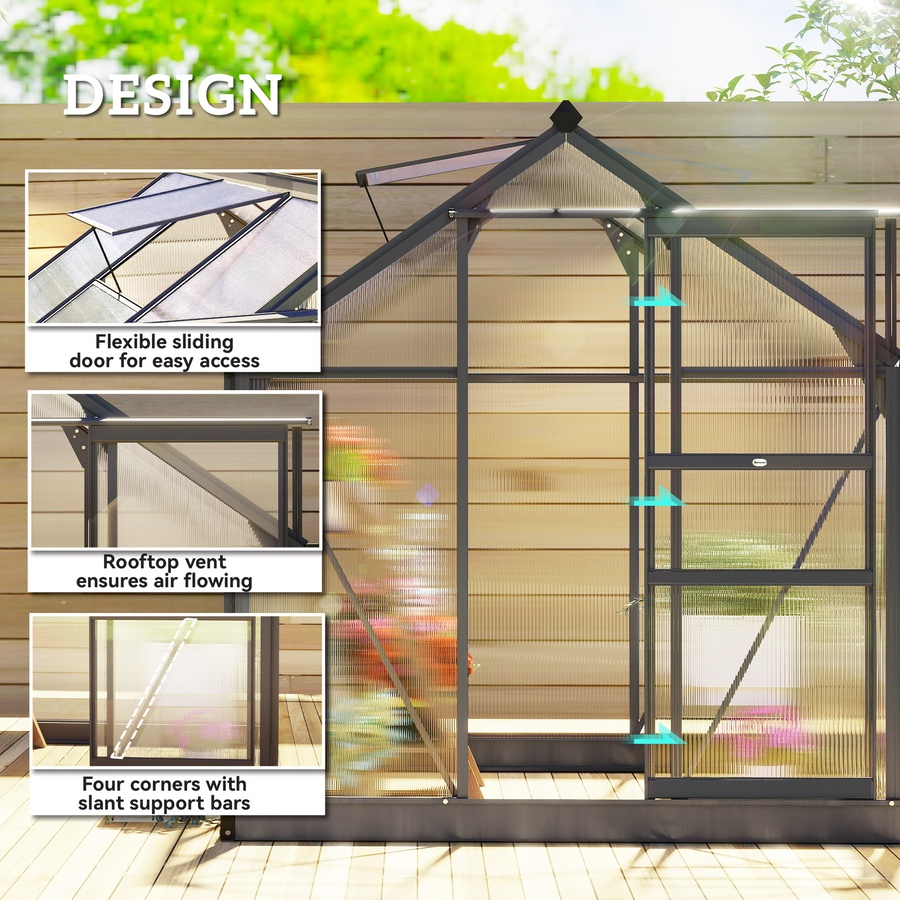 Image 964945_ALTMORE11.jpg, Product 964-945 / Price $369.99, Outsunny 6' x 6' x 6.6' Aluminum Polycarbonate Walk-In Garden Greenhouse from Outsunny on TSC.ca's Home & Garden department