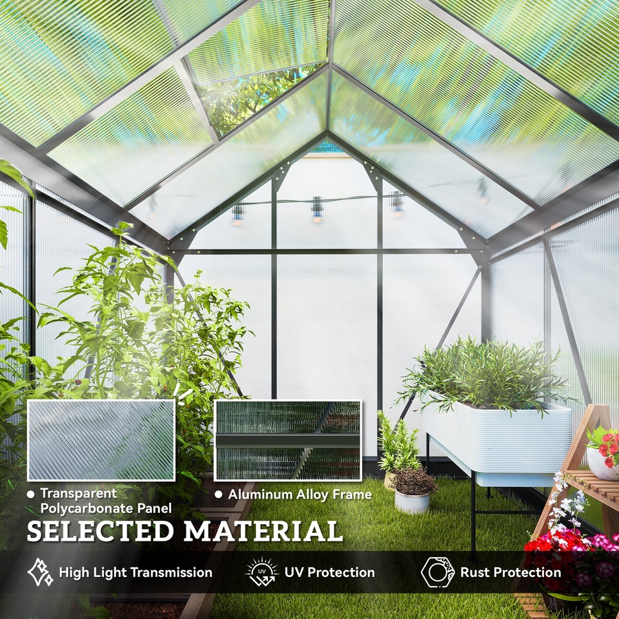 Image 964945_ALTMORE12.jpg, Product 964-945 / Price $369.99, Outsunny 6' x 6' x 6.6' Aluminum Polycarbonate Walk-In Garden Greenhouse from Outsunny on TSC.ca's Home & Garden department