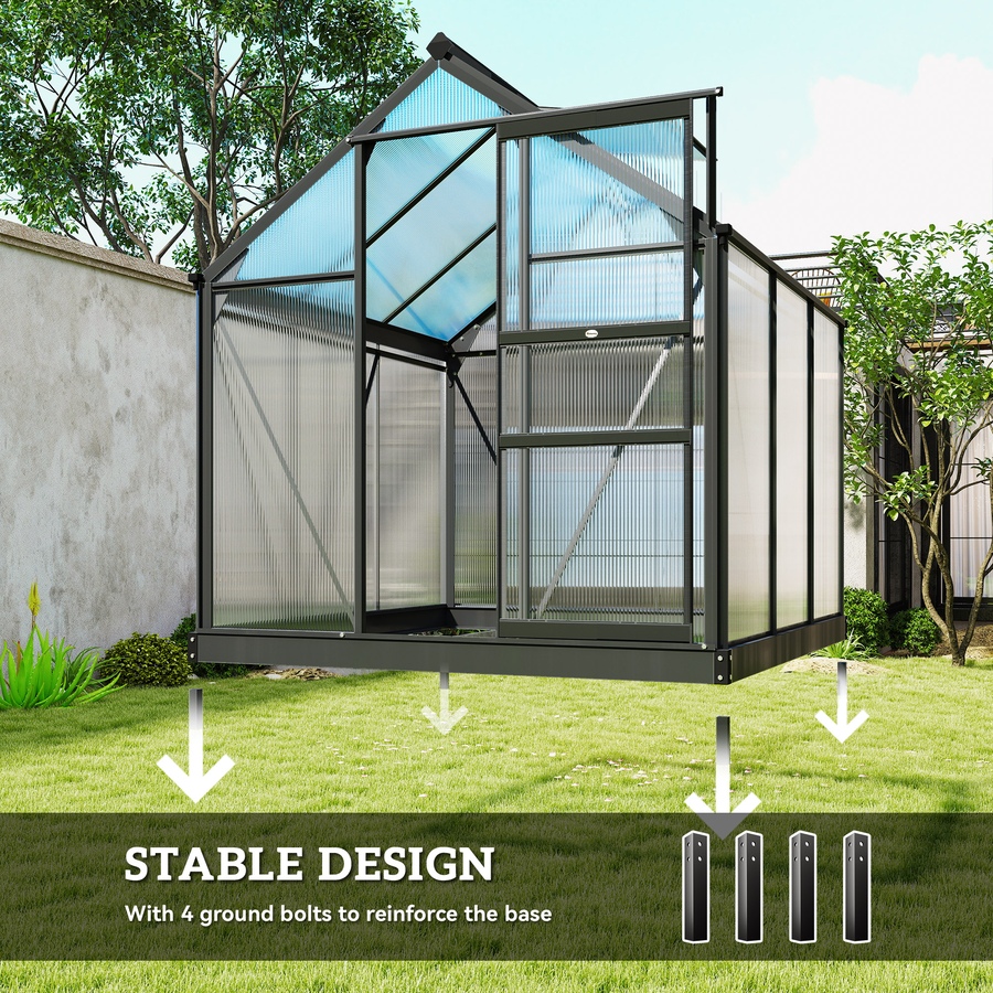 Image 964945_ALTMORE13.jpg, Product 964-945 / Price $369.99, Outsunny 6' x 6' x 6.6' Aluminum Polycarbonate Walk-In Garden Greenhouse from Outsunny on TSC.ca's Home & Garden department