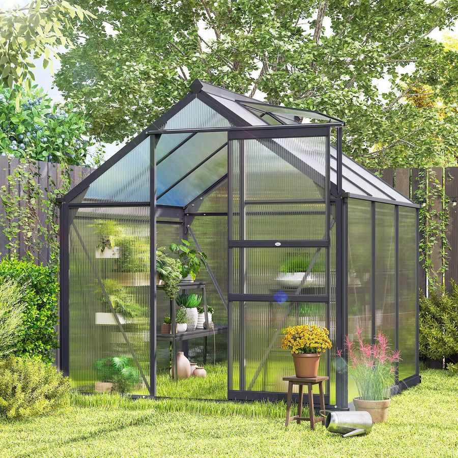 Image 964945_ALTMORE15.jpg, Product 964-945 / Price $369.99, Outsunny 6' x 6' x 6.6' Aluminum Polycarbonate Walk-In Garden Greenhouse from Outsunny on TSC.ca's Home & Garden department