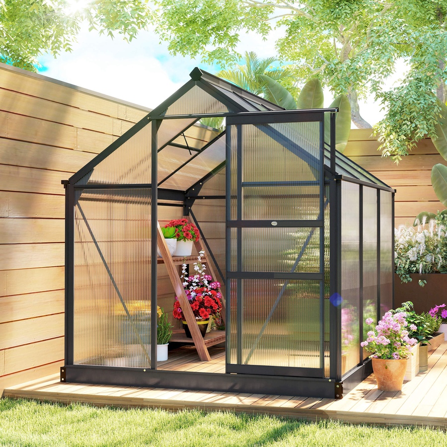Image 964945_ALTMORE9.jpg, Product 964-945 / Price $369.99, Outsunny 6' x 6' x 6.6' Aluminum Polycarbonate Walk-In Garden Greenhouse from Outsunny on TSC.ca's Home & Garden department