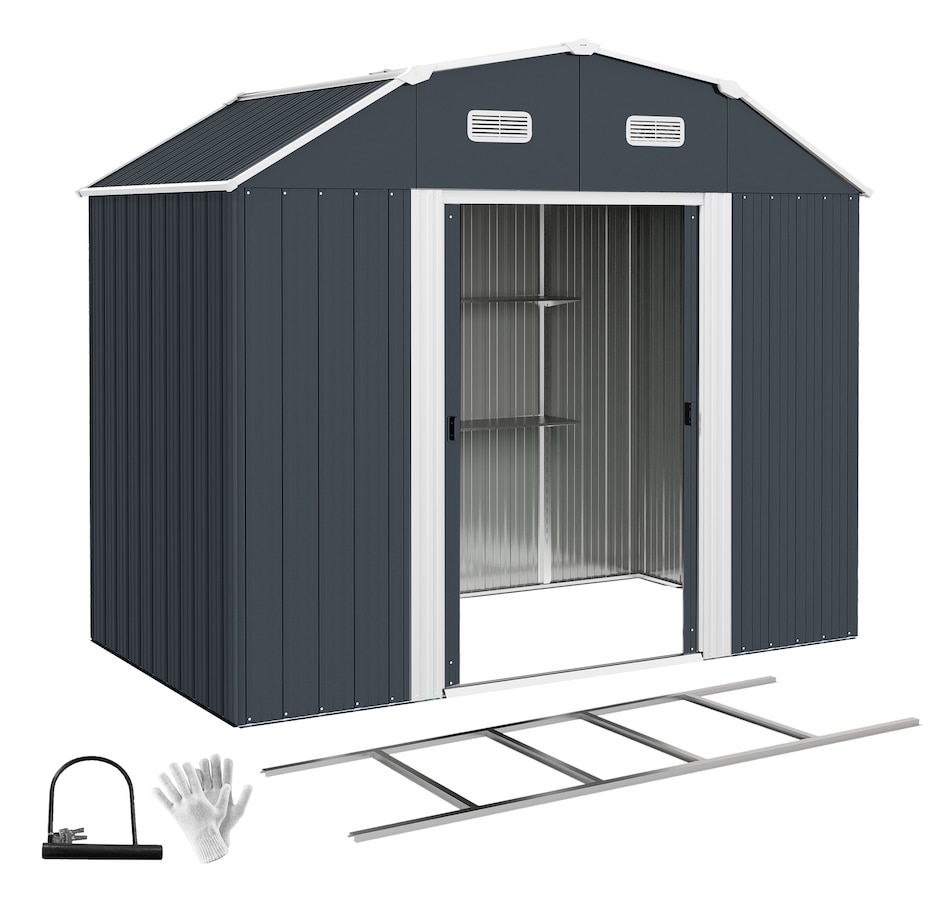 Image 964948.jpg, Product 964-948 / Price $469.99, Outsunny 8' x 4' Metal Outdoor Storage Shed with Adjustable Shelves from Outsunny on TSC.ca's Home & Garden department