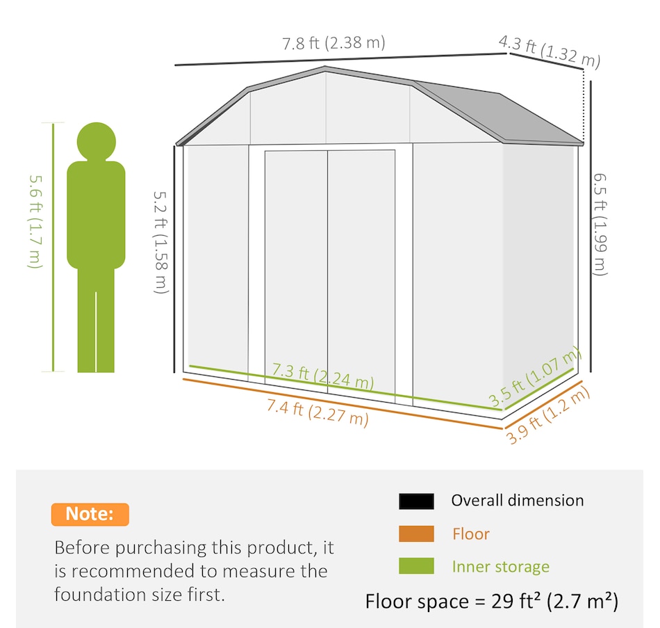 Image 964948_ALTMORE10.jpg, Product 964-948 / Price $469.99, Outsunny 8' x 4' Metal Outdoor Storage Shed with Adjustable Shelves from Outsunny on TSC.ca's Home & Garden department