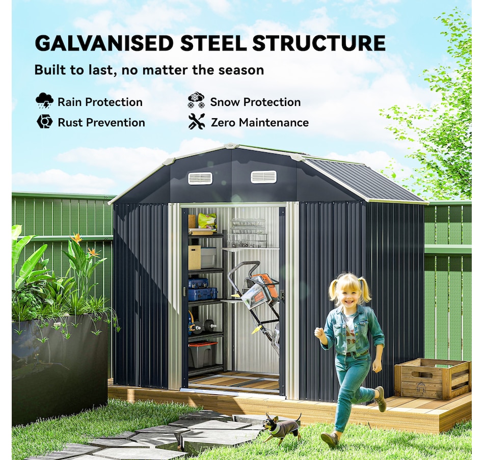 Image 964948_ALTMORE11.jpg, Product 964-948 / Price $469.99, Outsunny 8' x 4' Metal Outdoor Storage Shed with Adjustable Shelves from Outsunny on TSC.ca's Home & Garden department