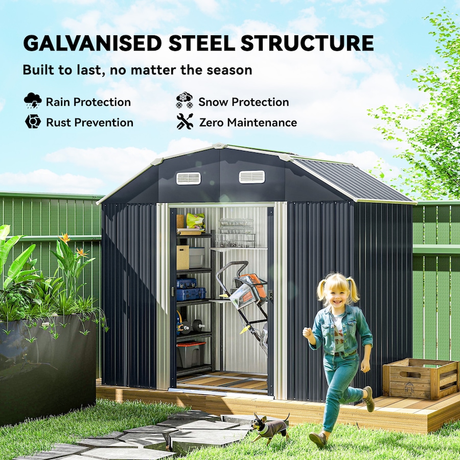 Image 964948_ALTMORE11.jpg, Product 964-948 / Price $309.99, Outsunny 8' x 4' Metal Outdoor Storage Shed with Adjustable Shelves from Outsunny on TSC.ca's Home & Garden department