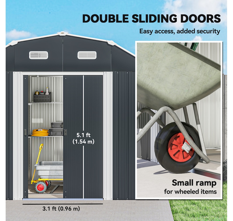Image 964948_ALTMORE12.jpg, Product 964-948 / Price $469.99, Outsunny 8' x 4' Metal Outdoor Storage Shed with Adjustable Shelves from Outsunny on TSC.ca's Home & Garden department