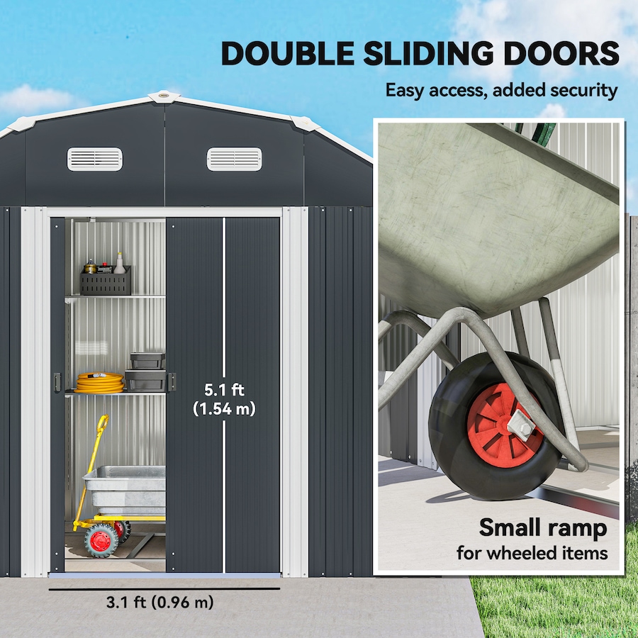 Image 964948_ALTMORE12.jpg, Product 964-948 / Price $309.99, Outsunny 8' x 4' Metal Outdoor Storage Shed with Adjustable Shelves from Outsunny on TSC.ca's Home & Garden department
