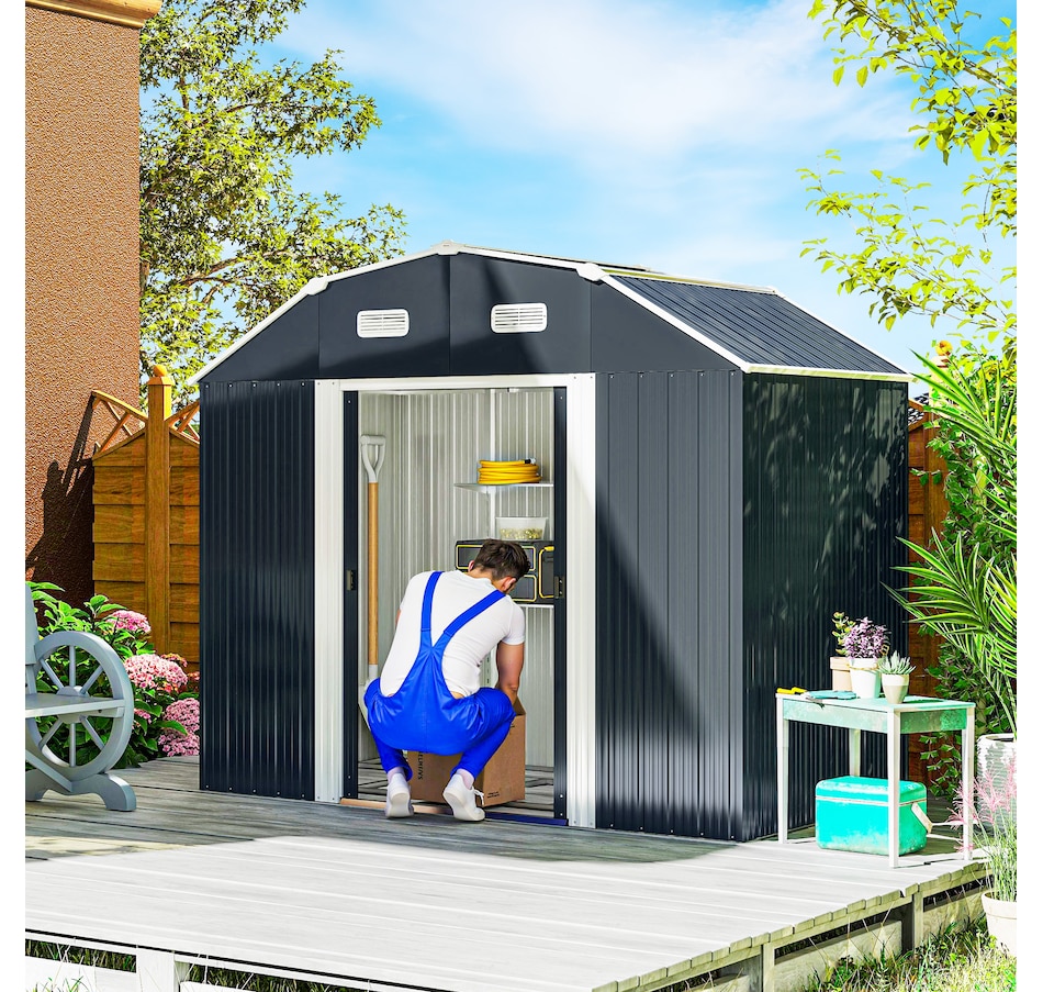 Image 964948_ALTMORE9.jpg, Product 964-948 / Price $469.99, Outsunny 8' x 4' Metal Outdoor Storage Shed with Adjustable Shelves from Outsunny on TSC.ca's Home & Garden department