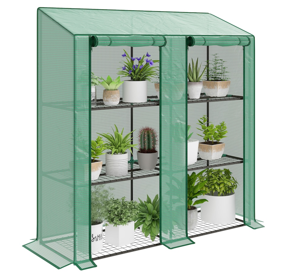 Image 964957.jpg, Product 964-957 / Price $69.99, Outsunny Mini Greenhouse with 3 Tier 6 Shelves Portable Green House, Green from Outsunny on TSC.ca's Home & Garden department