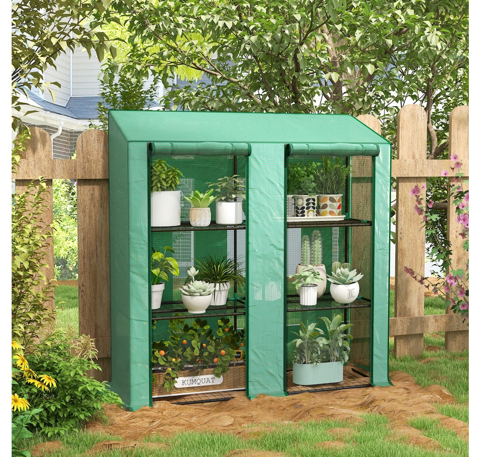 Image 964957_ALTMORE1.jpg, Product 964-957 / Price $69.99, Outsunny Mini Greenhouse with 3 Tier 6 Shelves Portable Green House, Green from Outsunny on TSC.ca's Home & Garden department