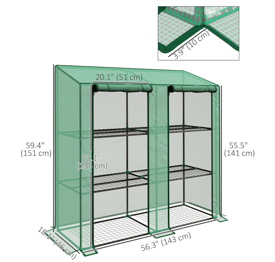 Image 964957_ALTMORE2.jpg, Product 964-957 / Price $69.99, Outsunny Mini Greenhouse with 3 Tier 6 Shelves Portable Green House, Green from Outsunny on TSC.ca's Home & Garden department