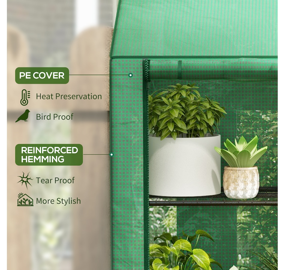 Image 964957_ALTMORE3.jpg, Product 964-957 / Price $69.99, Outsunny Mini Greenhouse with 3 Tier 6 Shelves Portable Green House, Green from Outsunny on TSC.ca's Home & Garden department